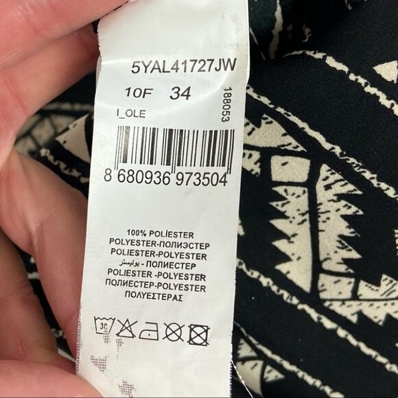 Koton Black Bohemian Square Neck Jumpsuit Size XS Hippie Boho White Wide Leg - Picture 6 of 13